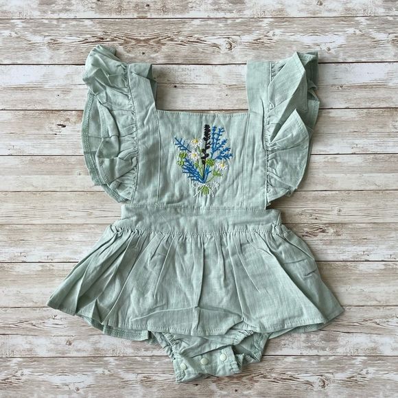 Pink Embroidered Ruffle Romper - Picture 3 of 6